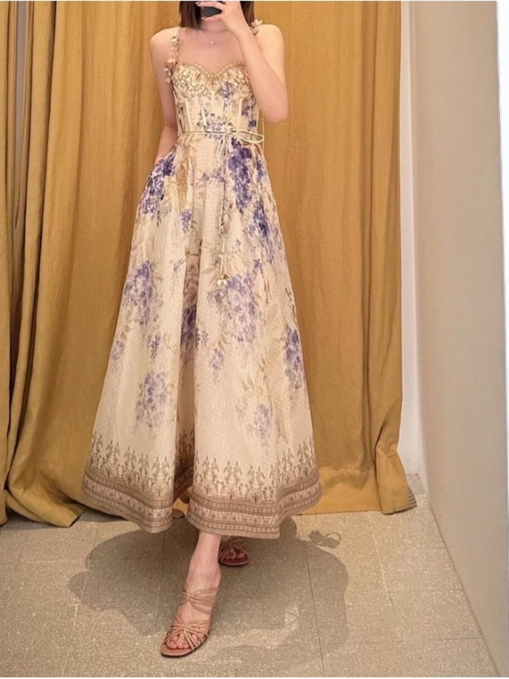 Zimmermann Floral maxi Dress in Cream and Lavender - Picture 2 of 15